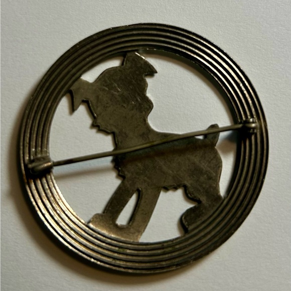 Vintage Green & Black Silver Dog Pin - Picture 3 of 3